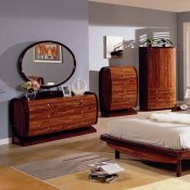 Two-Tone Cherry Color High Gloss Finish Contemporary Bedroom