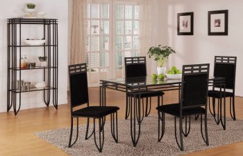 Black Metal Base Glass Top Stylish Contemporary Dinette [HLDS-D874]
