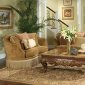 Tan Chenille Classic Sofa & Loveseat Set w/Kidney Shaped Design