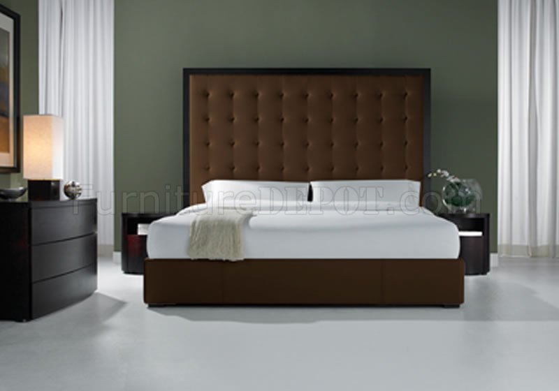 Brown Full Leather Ludlow Bed With, Oversized Headboard King Bed