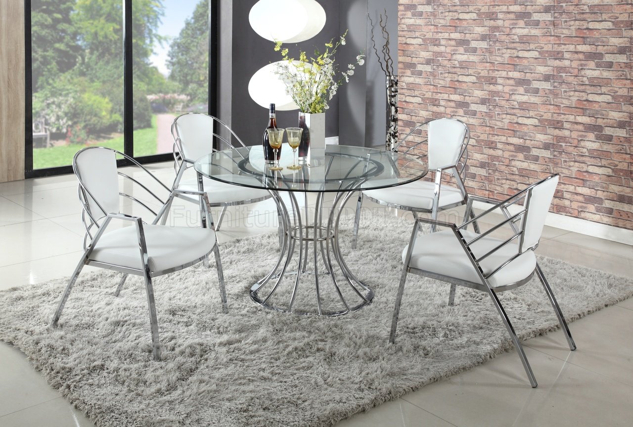 Destiny Dining Table 5Pc Set by Chintaly w/Clear Glass Top - Click Image to Close