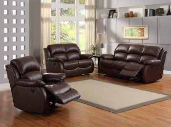 Dark Chocolate Bonded Leather Match Motion Sofa w/Options [HES-9887]