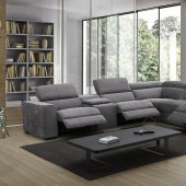 Picasso Power Motion Sectional Sofa in Dark Gray Fabric by J&M