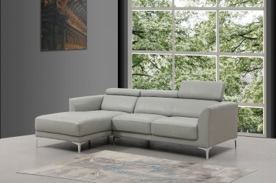 Slate Sectional Sofa in Smoke Grey Leather by Beverly Hills