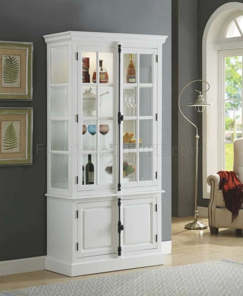 Iovius Locking Curio Cabinet 90300 In White By Acme