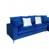 LCL-019 Sectional Sofa in Blue Velvet