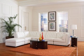 Quinn Sectional Sofa 6Pc White Bonded Leather 551021 - Coaster [CRSS-551021 Quinn]