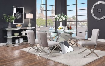 Noralie Dining Table 71280 in Mirror by Acme w/Options [AMDS-71280-71182 Noralie]