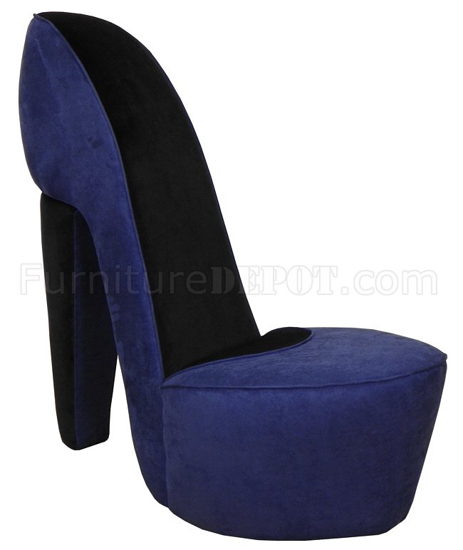 Cobalt Blue Fabric Stylish Modern High-Heel Shoe Chair