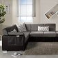 Brown Fabric & Leatherette Base Convertible Sectional Sofa Bed