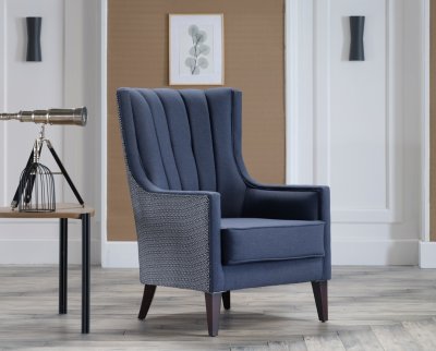 Palmer Accent Armchair in Navy Fabric by Bellona