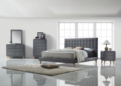Valda Bedroom Set 5Pc 24520 in Light Gray Fabric by Acme