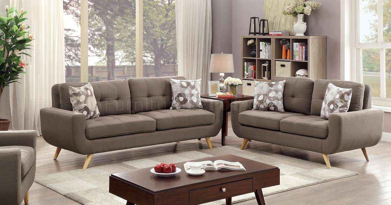 Livvy Sofa & Loveseat Set CM6800 in Mocha Fabric w/Options - Click Image to Close