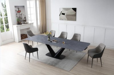 9436 Dining Table Dark Gray by ESF w/Optional 1254 Chairs