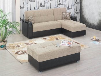 Fabric & Leather Modern Two-Tone Sectional Sofa w/Options [MYSS-Arkansas]