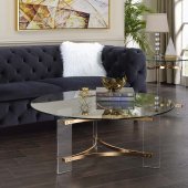 Sosi Coffee Table 3Pc Set LV01083 in Gold by Acme w/Glass Top