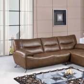 U7532 Sectional Sofa in Walnut Bonded Leather by Global
