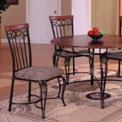 Brown Wood Top 5Pc Classic Dining Table Set w/Metal Base