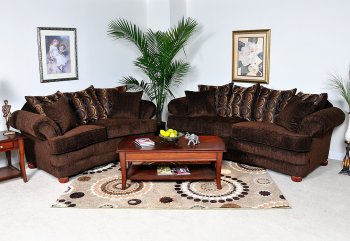 Dark Brown Baring Rust Fabric Contemporary Sofa & Loveseat Set [CHFS-BU-1040-Park]