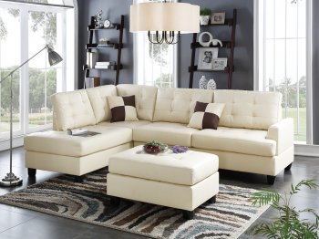 F6856 Sectional Sofa 3Pc in Beige Faux Leather by Boss [PXSS-F6856]