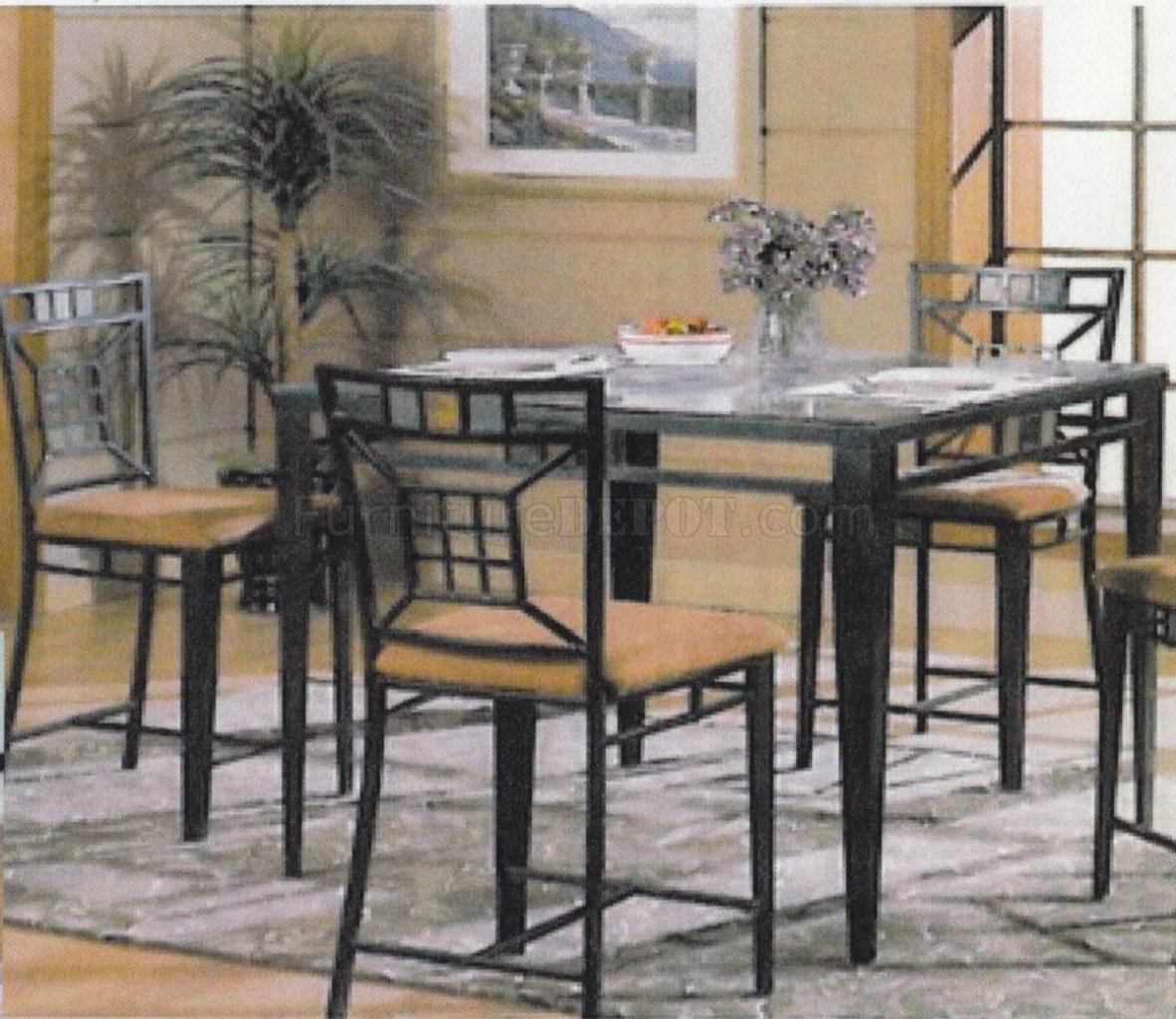 Glass Top Modern Counter Height Dining Table w/Optional Chairs - Click Image to Close