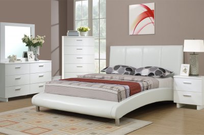 F9241 Bedroom Set by Boss in White w/Leatherette Upholstered Bed