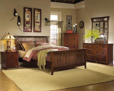 Traditional Cherry Finish Classic Bedroom w/Optional Case Goods