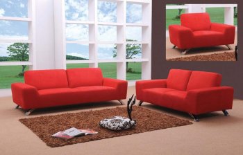 Red Fabric Modern 3PC Living Room Set w/Stainless Steel Legs [VGS-Sunset]
