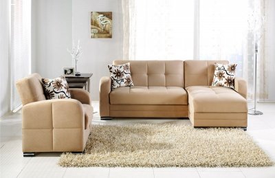 Kubo Sectional Sofa in Rainbow Dark Beige Fabric by Istikbal