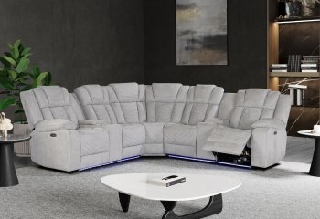 U7068 Power Motion Sectional Sofa in Ash Fabric by Global [GFSS-U7068 Ash]