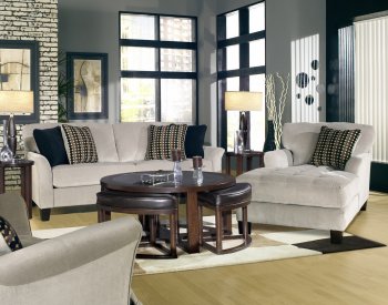 Cream Fabric Modern Loveseat & Sofa Set w/Optional Items [JFS-4231-Diana]
