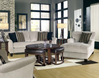 Cream Fabric Modern Loveseat & Sofa Set w/Optional Items