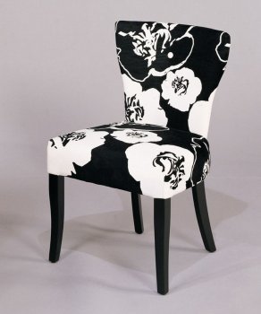 Black & White Floral Fabric Set of 2 Modern Applause Chairs [ARCC-348-Applause-Black-White]