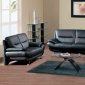 Black Leather Contemporary 7068 Sofa w/Front Metal Legs
