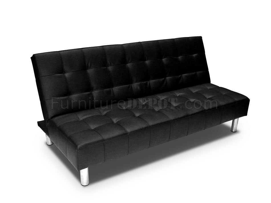 Black Or Ivory Bonded Leather Sleeper Sofa, Black Leather Sofa Sleeper Full