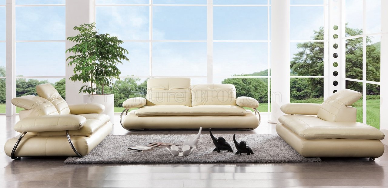 S626-A Sofa in Ivory Leather by Pantek w/Options - Click Image to Close