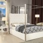 Porter Upholstered Bed in White Velvet Fabric by Meridian