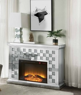 Noralie Electric Fireplace 90872 in Mirrored by Acme