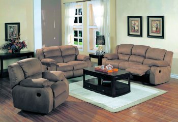 Saddle Microfiber Stylish Living Room w/Recliner Seats [CRS-351-550161]