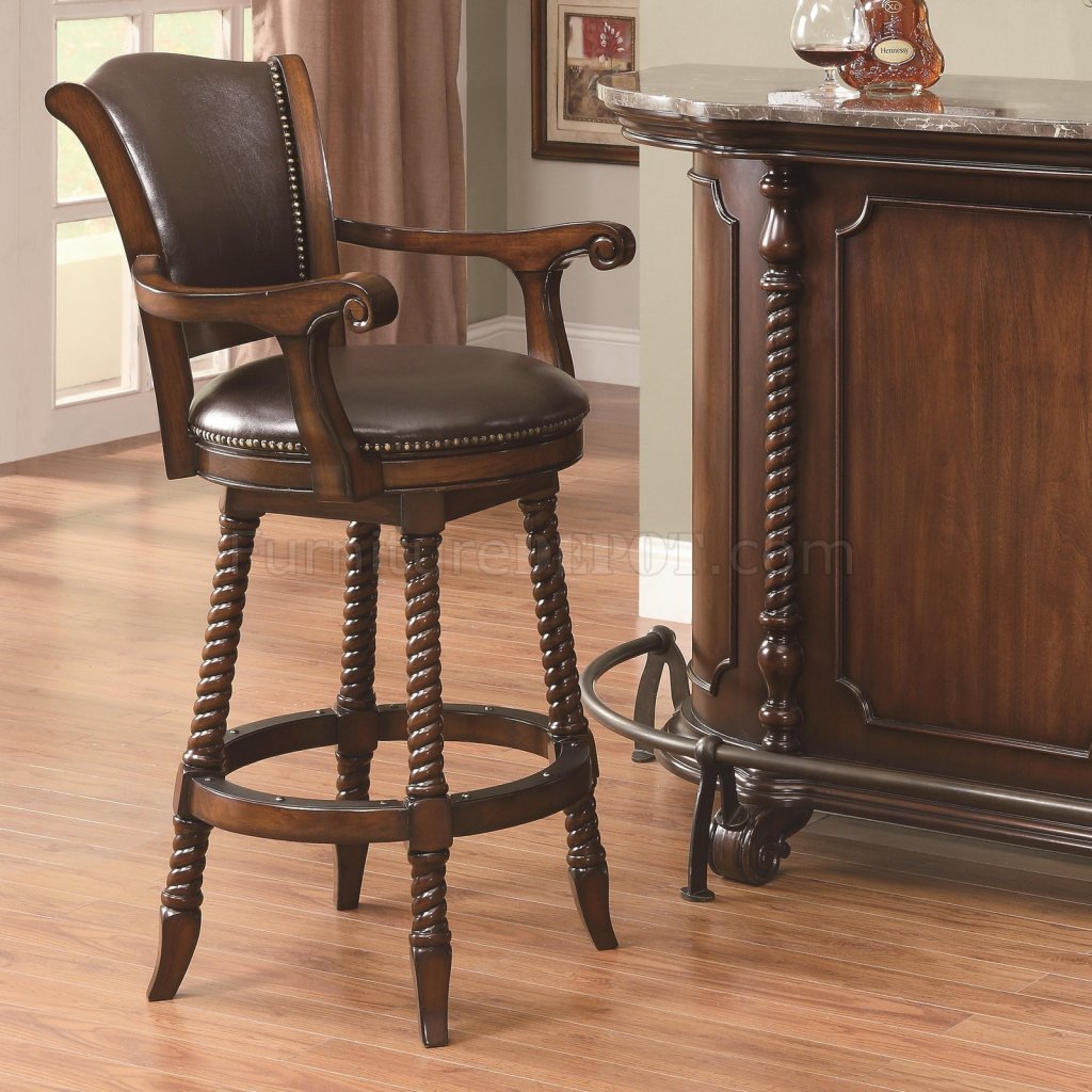 100679 Bar Stools Set of 2 in Cherry by Coaster - Click Image to Close