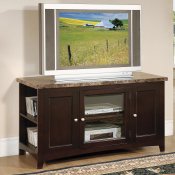 Deep Mocha Finish Contemporary TV Stand w/Marble Top