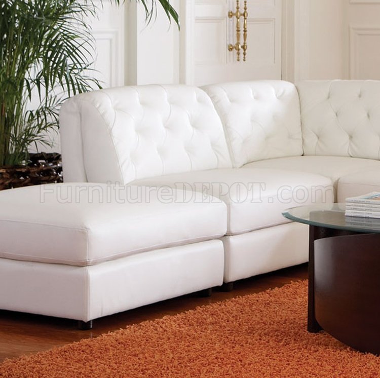 Quinn Sectional Sofa 6pc White Bonded, White Bonded Leather Sectional Sofa