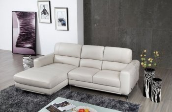 Crosby Sectional Sofa in Bone Leather by Beverly Hills [BHSS-Crosby Bone]