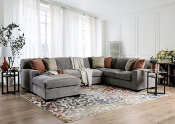 Ferndale Sectional Sofa SM1287 in Gray Chenille Fabric [FASS-SM1287-Ferndale]