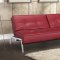 Red Bonded Leather Modern Convertible Sofa Bed w/Chrome Legs