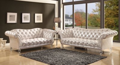 Dixie Sofa 52780 in Metallic Silver Fabric by Acme w/Option