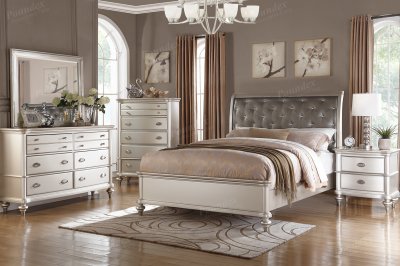 F9317 5 Pc Bedroom Set in Silver Tone by Boss w/Options