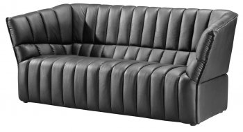 Black Leatherette Stylish Living Room Sofa With Line Details [ZMS-Baron black]
