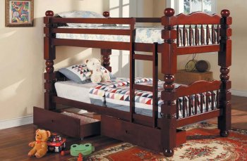 Cherry Finish Kid's Bunk Bed With Drawers [AMKB-02570 & 02574]