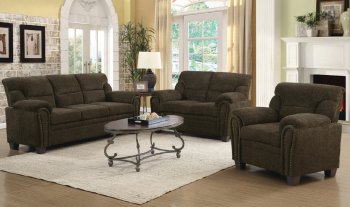 Clemintine Sofa & Loveseat Set 506571 - Brown Chenille - Coaster [CRS-506571-Clemintine]